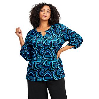 Avenue Women's Plus Size Keyhole Hardware Top