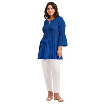 Avenue Women's Plus Size Keyhole Bell Sleeve Tunic