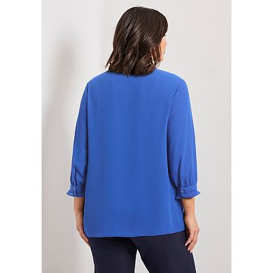 Avenue Women's Plus Size Pintuck Popover Top