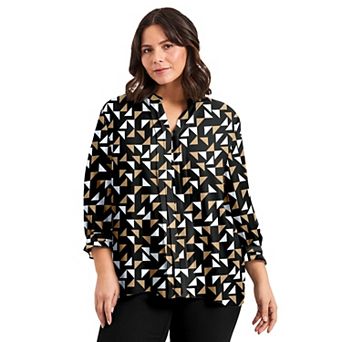 Avenue Women's Plus Size Pintuck Popover Top