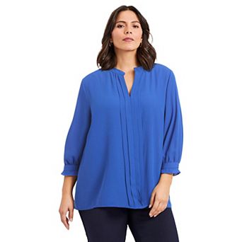 Avenue Women's Plus Size Pintuck Popover Top