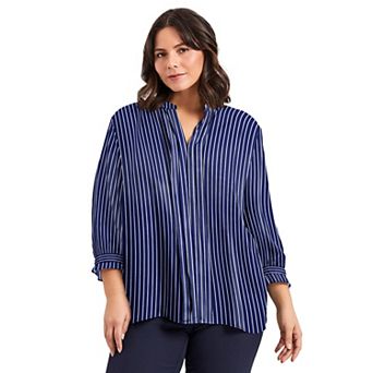 Avenue Women's Plus Size Pintuck Popover Top