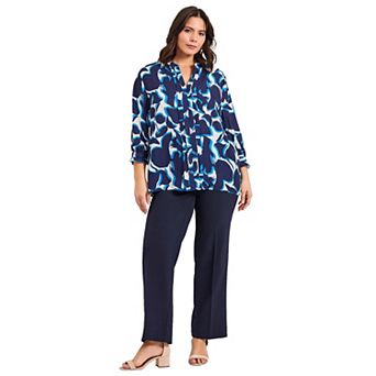 Avenue Women's Plus Size Pintuck Popover Top