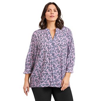 Avenue Women's Plus Size Pintuck Popover Top