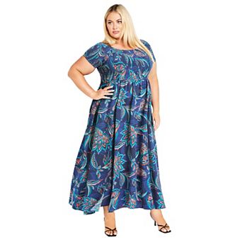 Avenue Women's Plus Size Raelynn Shirred Bodice Dress