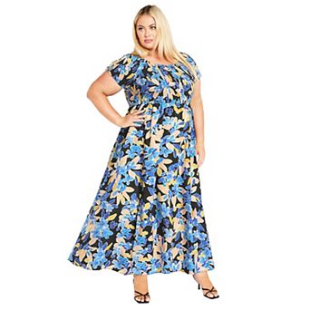 Avenue Women's Plus Size Raelynn Shirred Bodice Dress