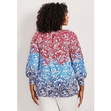 Avenue Women's Plus Size Ombre Print Top