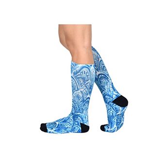 Blue Dream Pattern CoolMax 1 Pair Pack Socks, Men & Women Colorful Knee High Socks