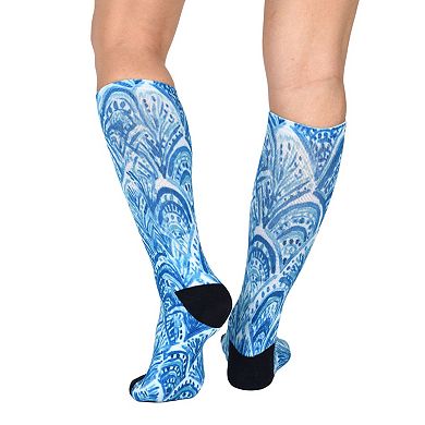 Blue Dream Pattern CoolMax 1 Pair Pack Socks, Men & Women Colorful Knee High Socks