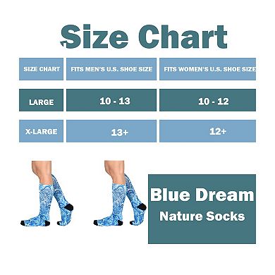 Blue Dream Pattern CoolMax 1 Pair Pack Socks, Men & Women Colorful Knee High Socks