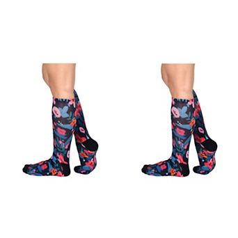 Flower Patch Pattern CoolMax 2 Pair Pack Socks, Unique Knee High Socks for Men & Women