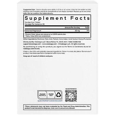 Codeage Molecular Hydrogen, Elemental Magnesium Effervescent Hydrogen Water Tablets
