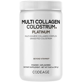 Codeage Multi Collagen Colostrum Powder Platinum, Grass-Fed, Bovine Colostrum, Lactoferrin