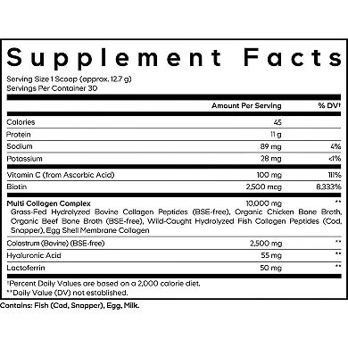 Codeage Multi Collagen Colostrum Powder Platinum, Grass-Fed, Bovine Colostrum, Lactoferrin