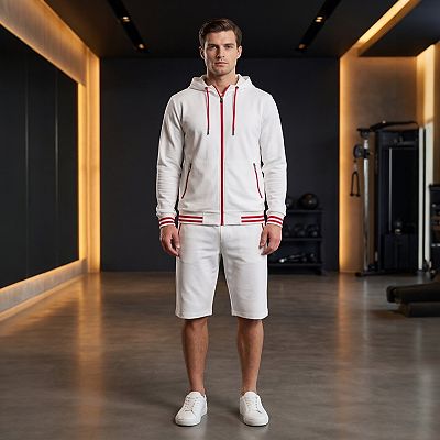 Men's Active GYM Training Track Jacket & Shorts Set