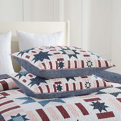 Marcielo 3 Piece Independence Day Reversible Star Quilt Set Bedspread Set