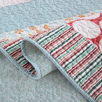 Marcielo 3 Pcs Printed Quilt Set Floral Patchwork Pattern Bedspread Set