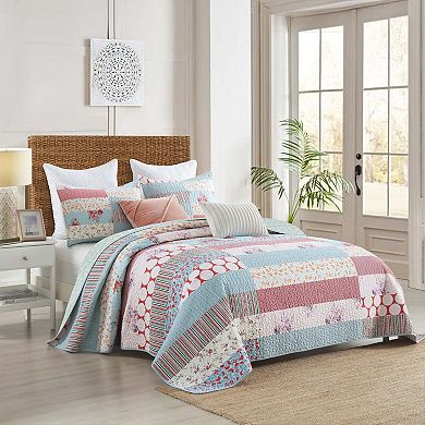 Marcielo 3 Pcs Printed Quilt Set Floral Patchwork Pattern Bedspread Set