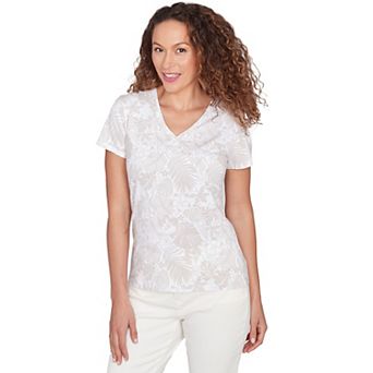 Hearts of Palm Women's Printed Essentials Short Sleeve Surplice Top