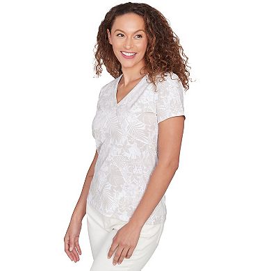 Hearts of Palm Women's Printed Essentials Short Sleeve Surplice Top