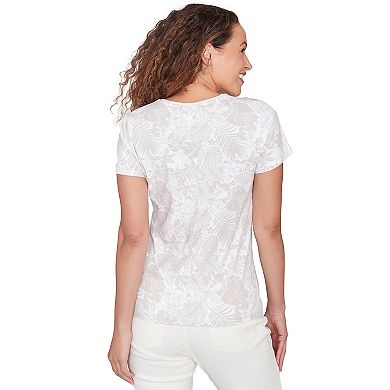 Hearts of Palm Women's Printed Essentials Short Sleeve Surplice Top