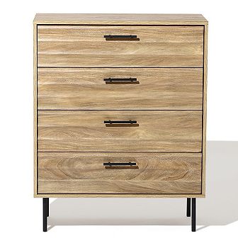 LuxenHome Mid-Century Modern Wave 4-Drawer 31.5-Inch Wide Accent Chest