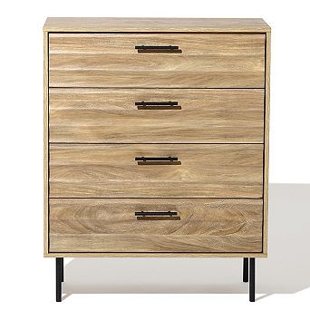 LuxenHome Mid-Century Modern Wave 4-Drawer 31.5-Inch Wide Accent Chest