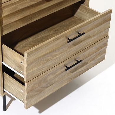 LuxenHome Mid-Century Modern Wave 4-Drawer 31.5-Inch Wide Accent Chest