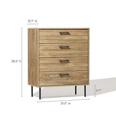 LuxenHome Mid-Century Modern Wave 4-Drawer 31.5-Inch Wide Accent Chest