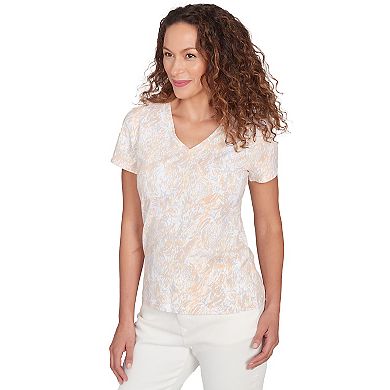 Hearts of Palm Women's Printed Essentials Short Sleeve Surplice Top