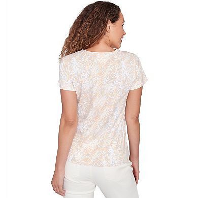 Hearts of Palm Women's Printed Essentials Short Sleeve Surplice Top