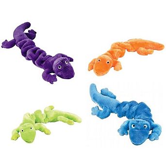 Zanies Plush Bungee Geckos Dog Toy, Bundle Of 4