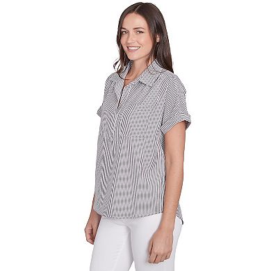 Hearts of Palm Women's In Black & White Stripe Pull Over Top