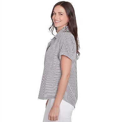 Hearts of Palm Women's In Black & White Stripe Pull Over Top