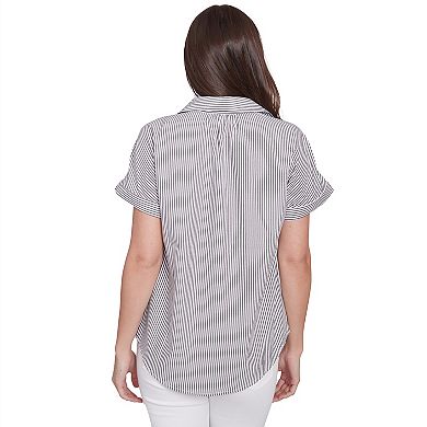 Hearts of Palm Women's In Black & White Stripe Pull Over Top