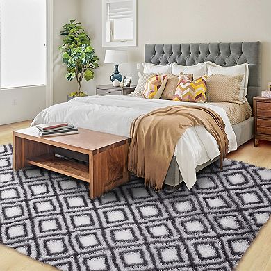 Garvee Washable Modern Soft Fluffy Irregular Blocks Pattern Area Rug for Indoor use