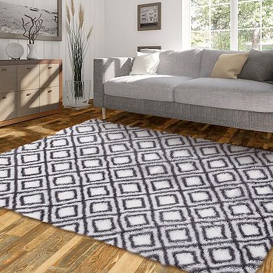 Garvee Washable Modern Soft Fluffy Irregular Blocks Pattern Area Rug for Indoor use