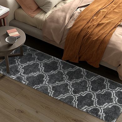 Garvee Soft Fluffy Geometric Washable Area Rug Non Slip Carpet for Home Decor