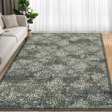 Garvee Machine Washable Boho Vintage Floral Area Rug Stain Resistant Capert for Home