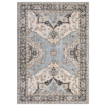 Garvee Machine Washable Vintage Distressed Floral Area Rug Non Slip Capert for Decor