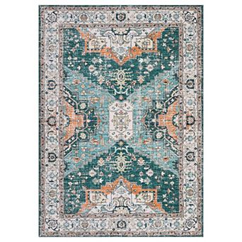 Garvee Machine Washable Vintage Distressed Floral Area Rug Non Slip Capert for Decor