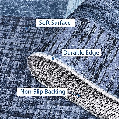 Garvee Machine Washable Geometric Splicing Blocks Area Rug Stain Resistant Carpet