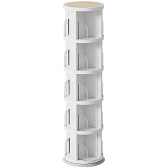 360° Rotating 5 tier Bookshelf, Space-Saving Organizer for Home, Office, Easy Assembly