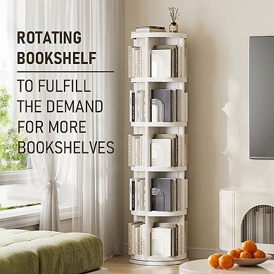 360° Rotating 5-Tier Bookshelf, Space-Saving Organizer for Home, Office, Easy Assembly