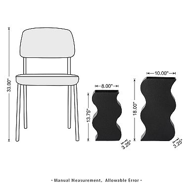 Glitzhome Set of 2 Modern Black Textured Ripple Metal Vases