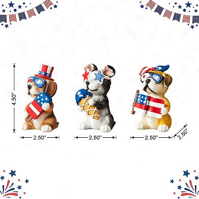 Glitzhome 4.5"H Set of 3 Patriotic Resin Dog Table Décor