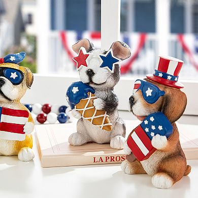 Glitzhome 4.5"H Set of 3 Patriotic Resin Dog Table Décor