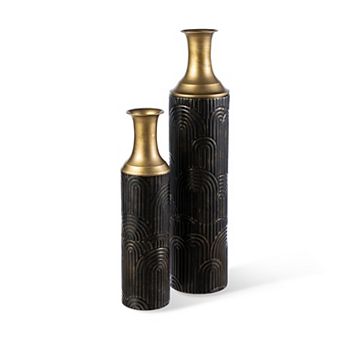 Glitzhome Set of 2 Modern Metal Floor Vases