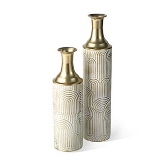 Glitzhome Set of 2 Modern Metal Floor Vases