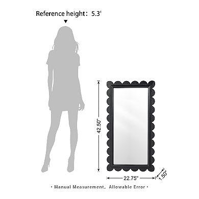 Glitzhome 42.50"H Rectangle Mirror, Wavy Wall Mirror with Black Wood Frame